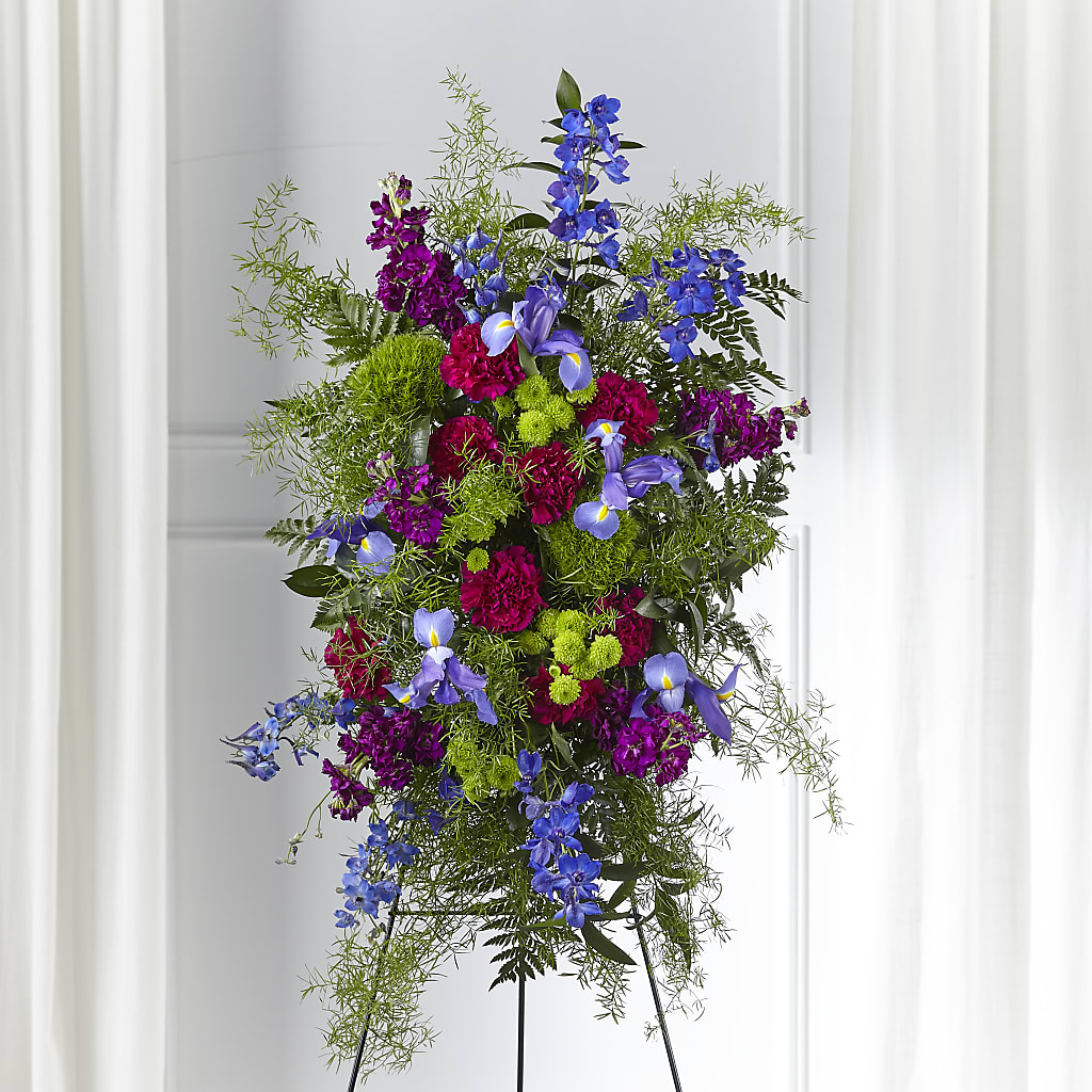 Heavenly Skies Standing Spray – Dejavu Florist And Balloons, Durham NC