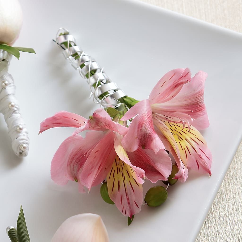 Pink Peruvian Lily Boutonniere – Dejavu Florist And Balloons, Durham NC