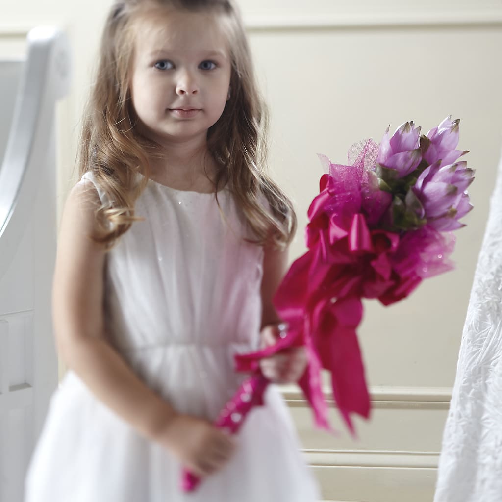 Sparkle Pink Flower Girl Bouquet – Dejavu Florist And Balloons, Durham NC