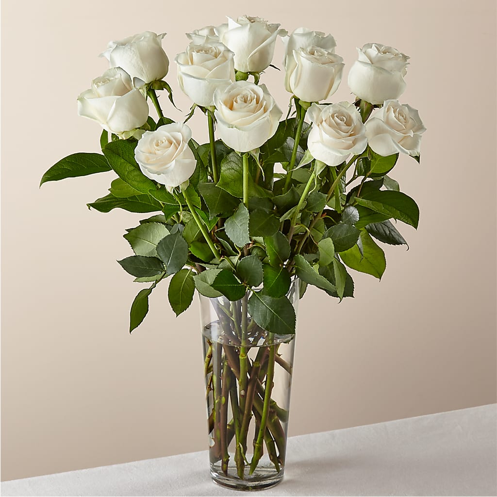 Long Stem White Rose Bouquet –  Dejavu Florist And Balloons, Durham NC