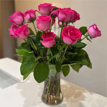 Long Stem Pink Rose Bouquet –  Dejavu Florist And Balloons, Durham NC