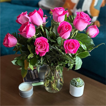 Long Stem Pink Rose Bouquet –  Dejavu Florist And Balloons, Durham NC