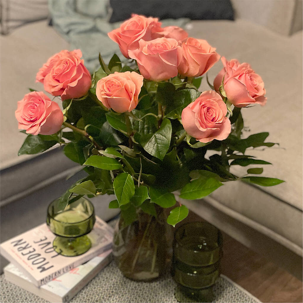 Long Stem Pink Rose Bouquet –  Dejavu Florist And Balloons, Durham NC