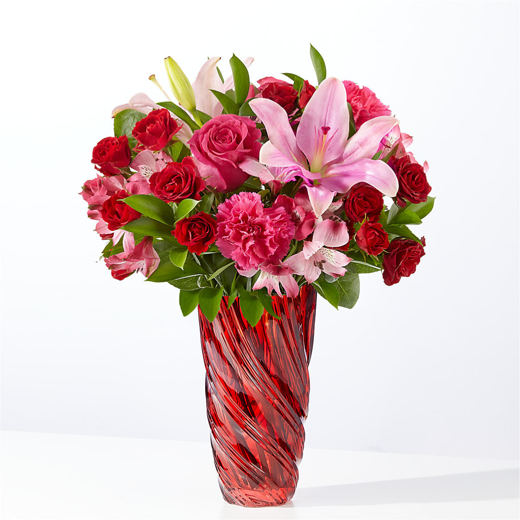 In Love Bouquet with Luxe Swirl Vase –  Dejavu Florist And Balloons, Durham NC