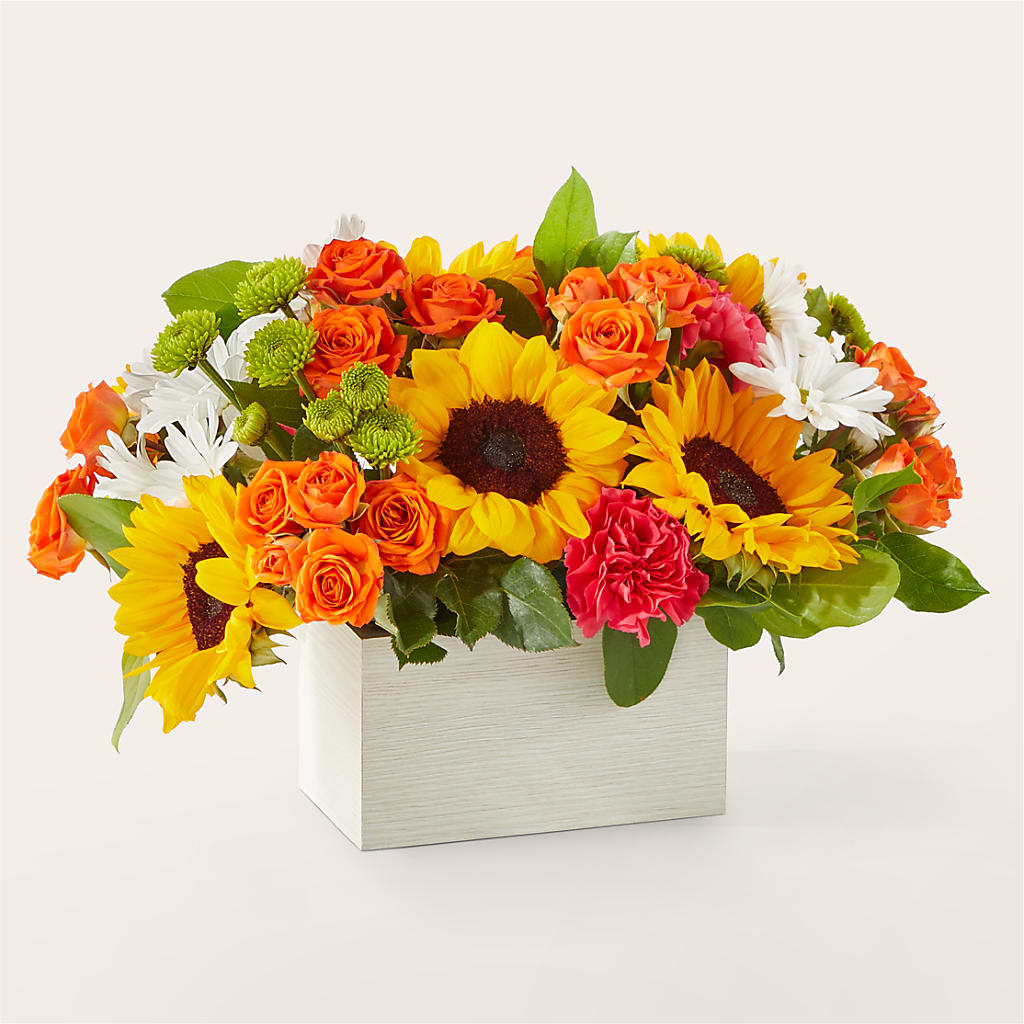 Sun-drenched Blooms Box Bouquet –  Dejavu Florist And Balloons, Durham NC