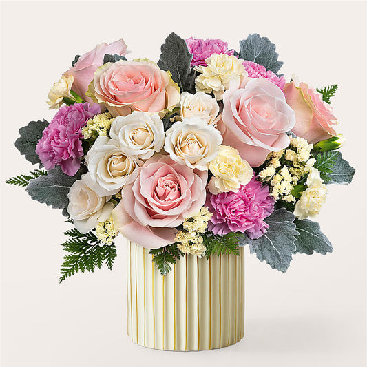 Blissful Moments Bouquet with Ivory Vase –  Dejavu Florist And Balloons, Durham NC