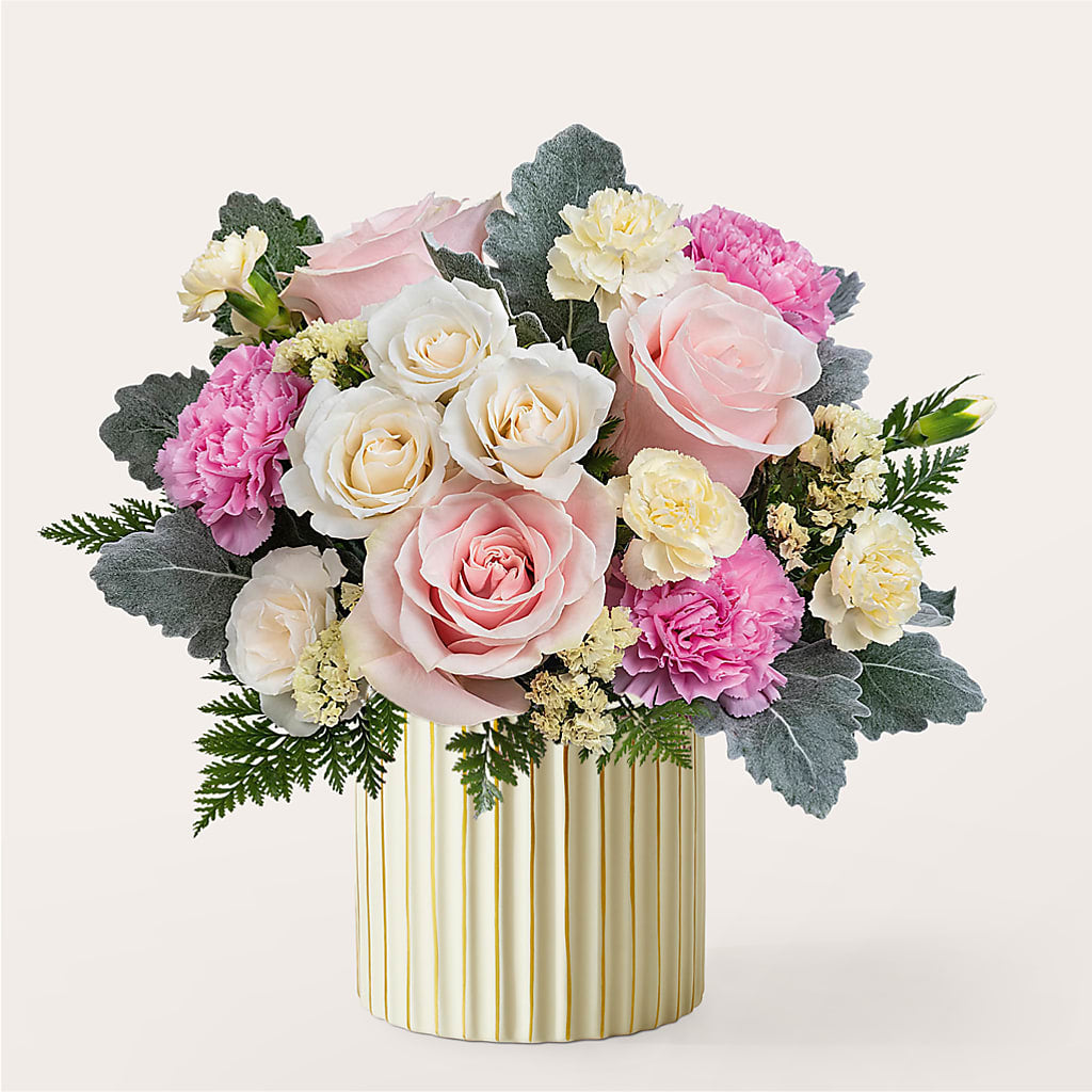 Blissful Moments Bouquet with Ivory Vase –  Dejavu Florist And Balloons, Durham NC