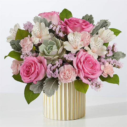 Dusty Rose Bouquet with Ivory Vase –  Dejavu Florist And Balloons, Durham NC