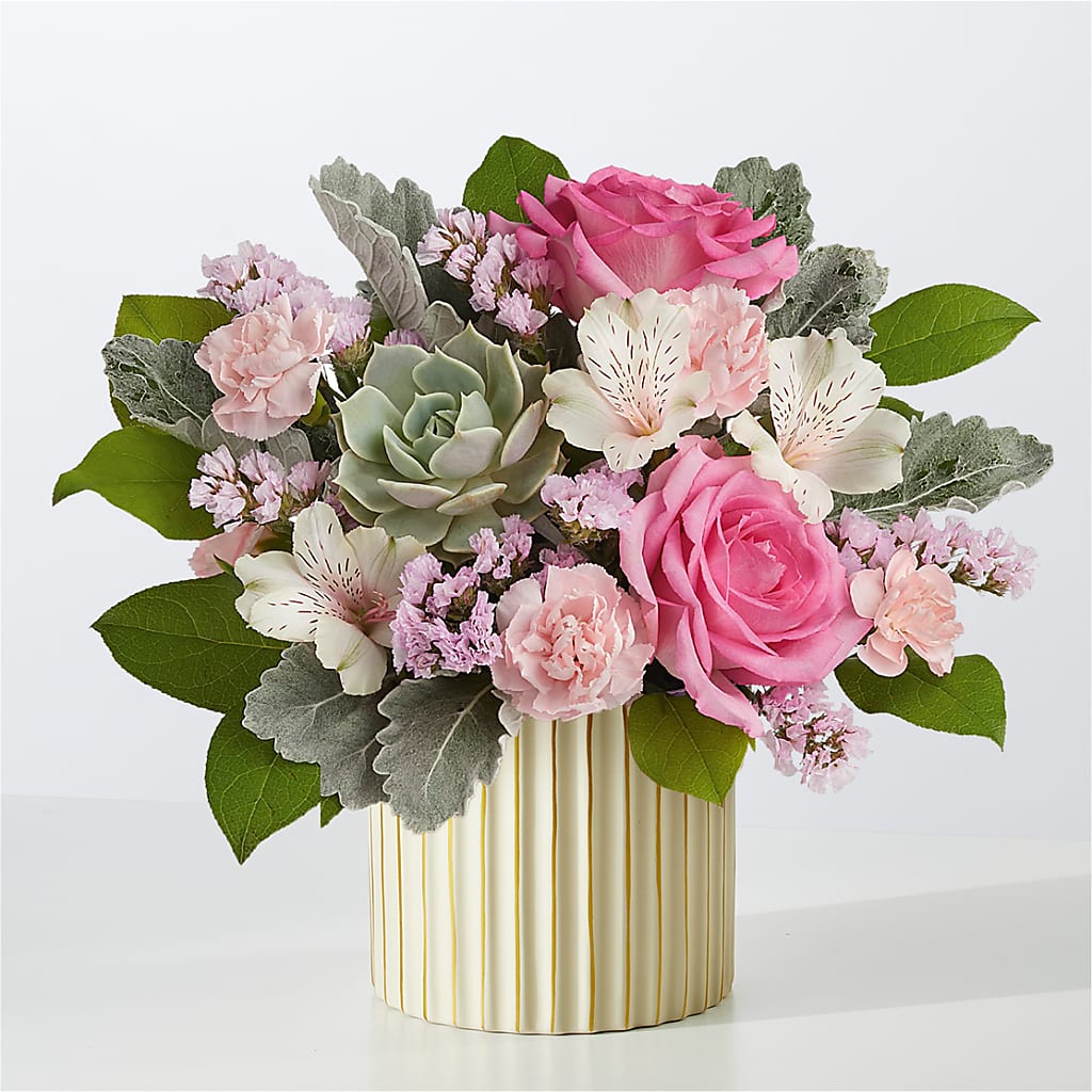 Dusty Rose Bouquet with Ivory Vase –  Dejavu Florist And Balloons, Durham NC