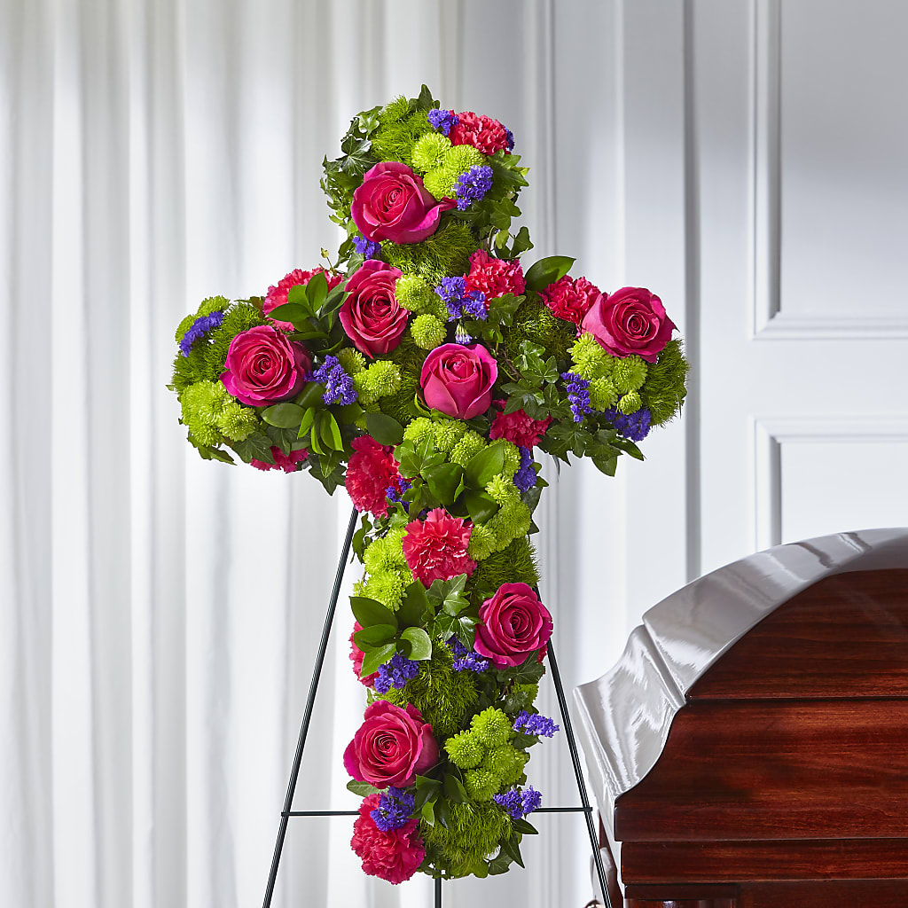 Tribute Rose Floral Cross –  Dejavu Florist And Balloons, Durham NC