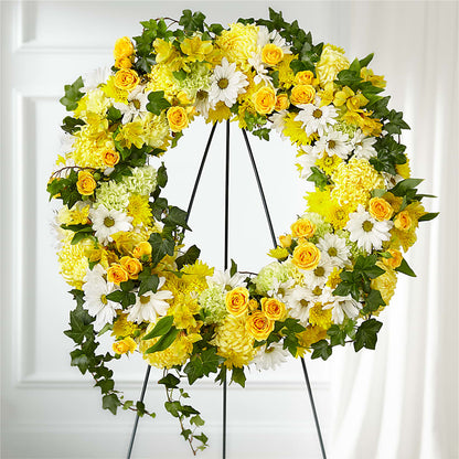 Golden Remembrance Wreath –  Dejavu Florist And Balloons, Durham NC
