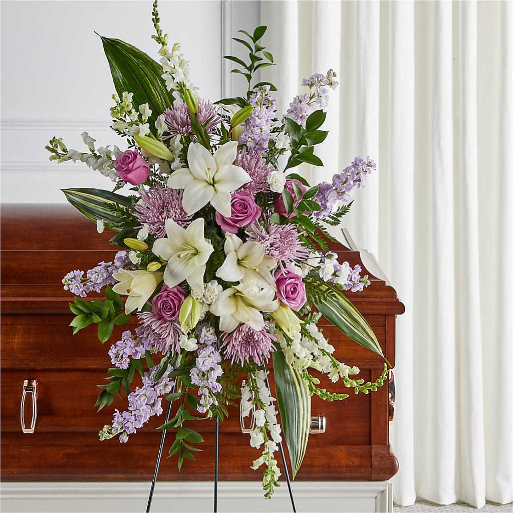 Grateful Hearts Standing Spray –  Dejavu Florist And Balloons, Durham NC