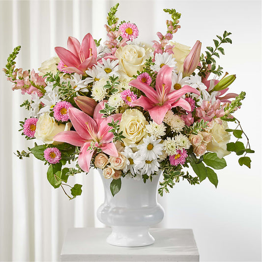 Empathetic Blooms Urn Arrangement –  Dejavu Florist And Balloons, Durham NC