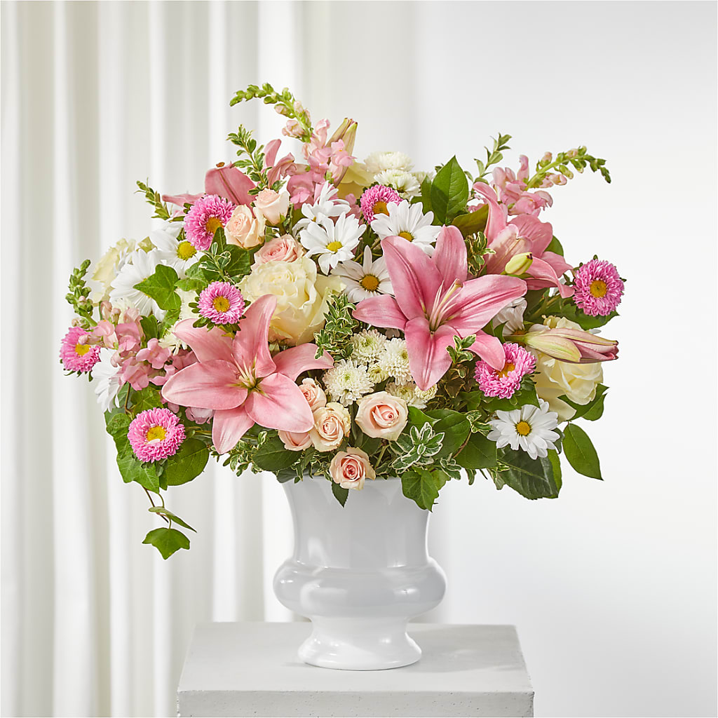 Empathetic Blooms Urn Arrangement –  Dejavu Florist And Balloons, Durham NC