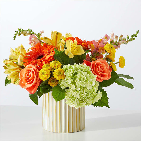 Autumn Sunshine Bouquet with Ivory Vase –  Dejavu Florist And Balloons, Durham NC