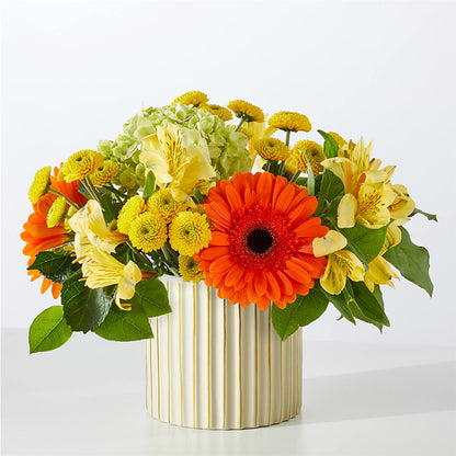 Autumn Sunshine Bouquet with Ivory Vase –  Dejavu Florist And Balloons, Durham NC