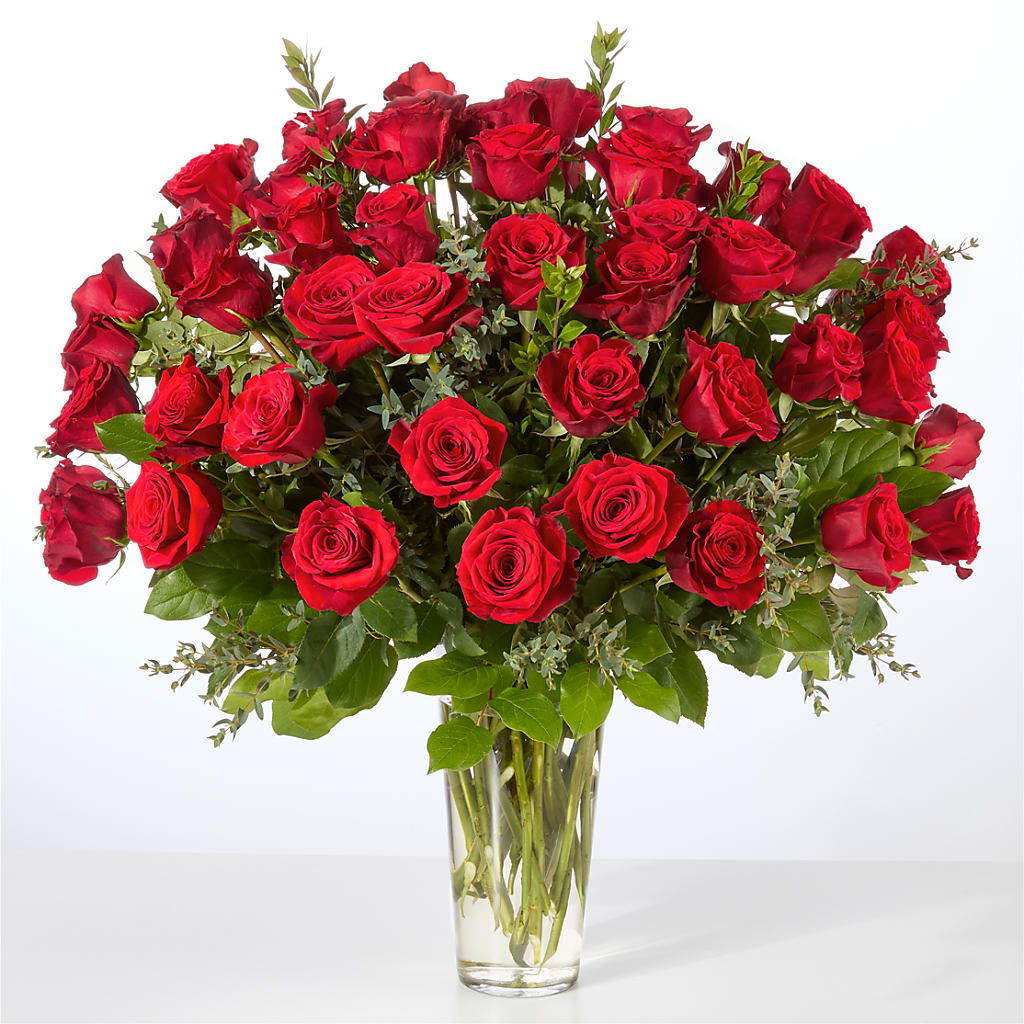 Forever Yours Fifty Stem Red Rose Bouquet –  Dejavu Florist And Balloons, Durham NC