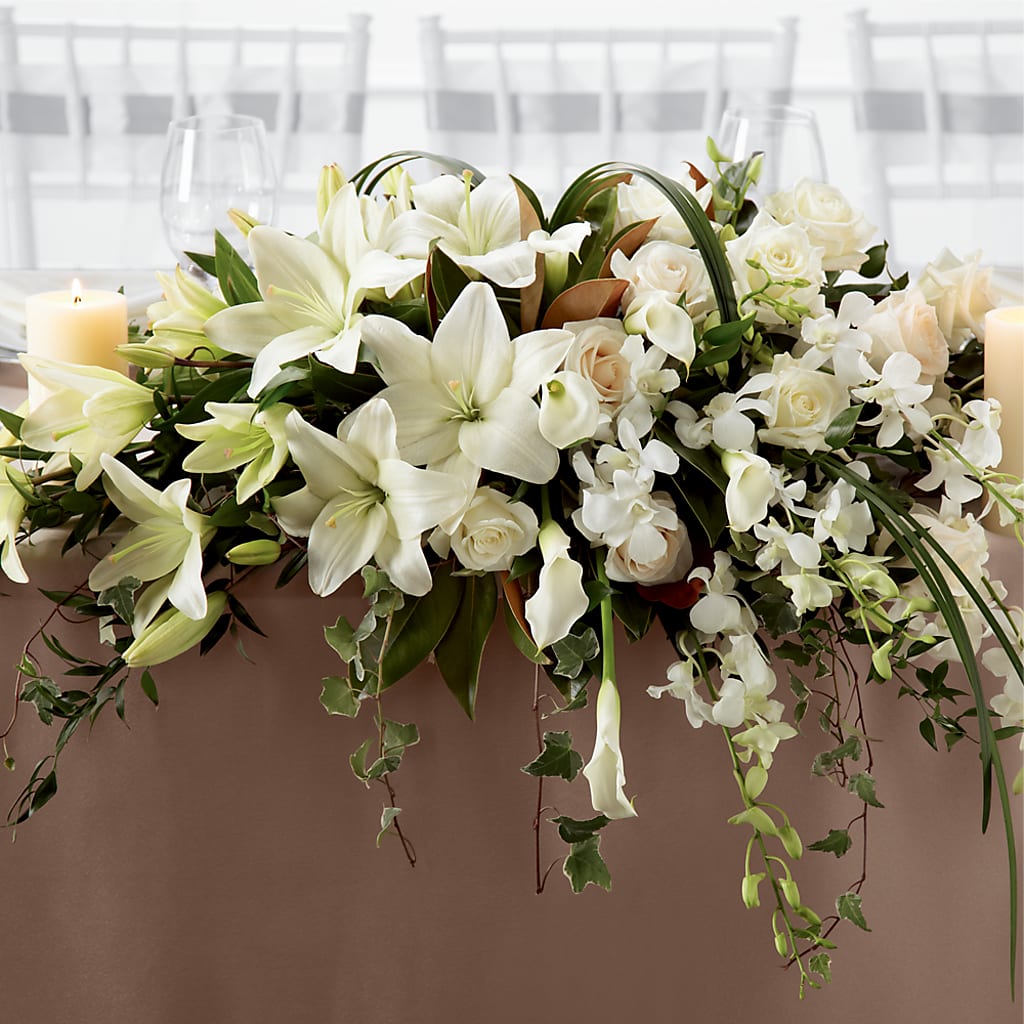 White Linen Arrangement –  Dejavu Florist And Balloons, Durham NC