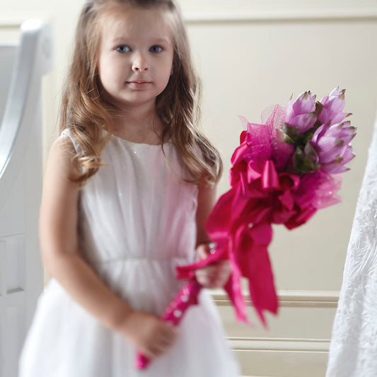 Sparkle Pink Flower Girl Bouquet –  Dejavu Florist And Balloons, Durham NC