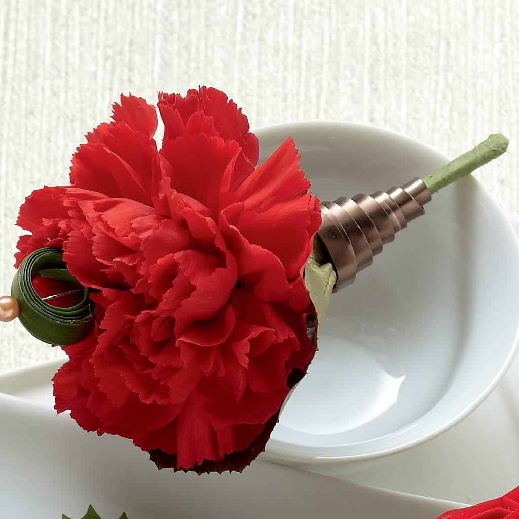 Red Carnation Boutonniere –  Dejavu Florist And Balloons, Durham NC